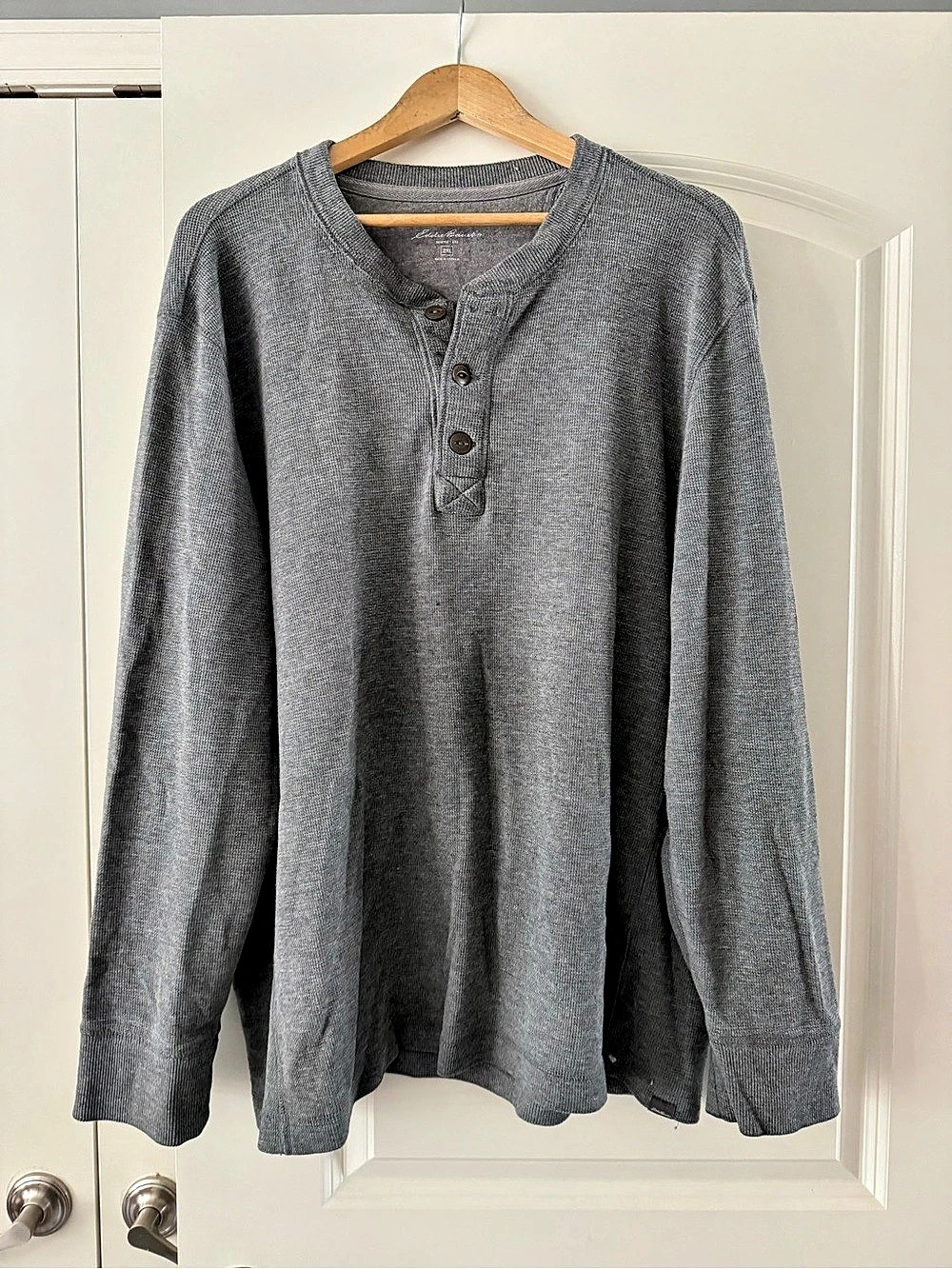 Eddie Bauer Men's Gray Long Sleeve Henley Size 2XL